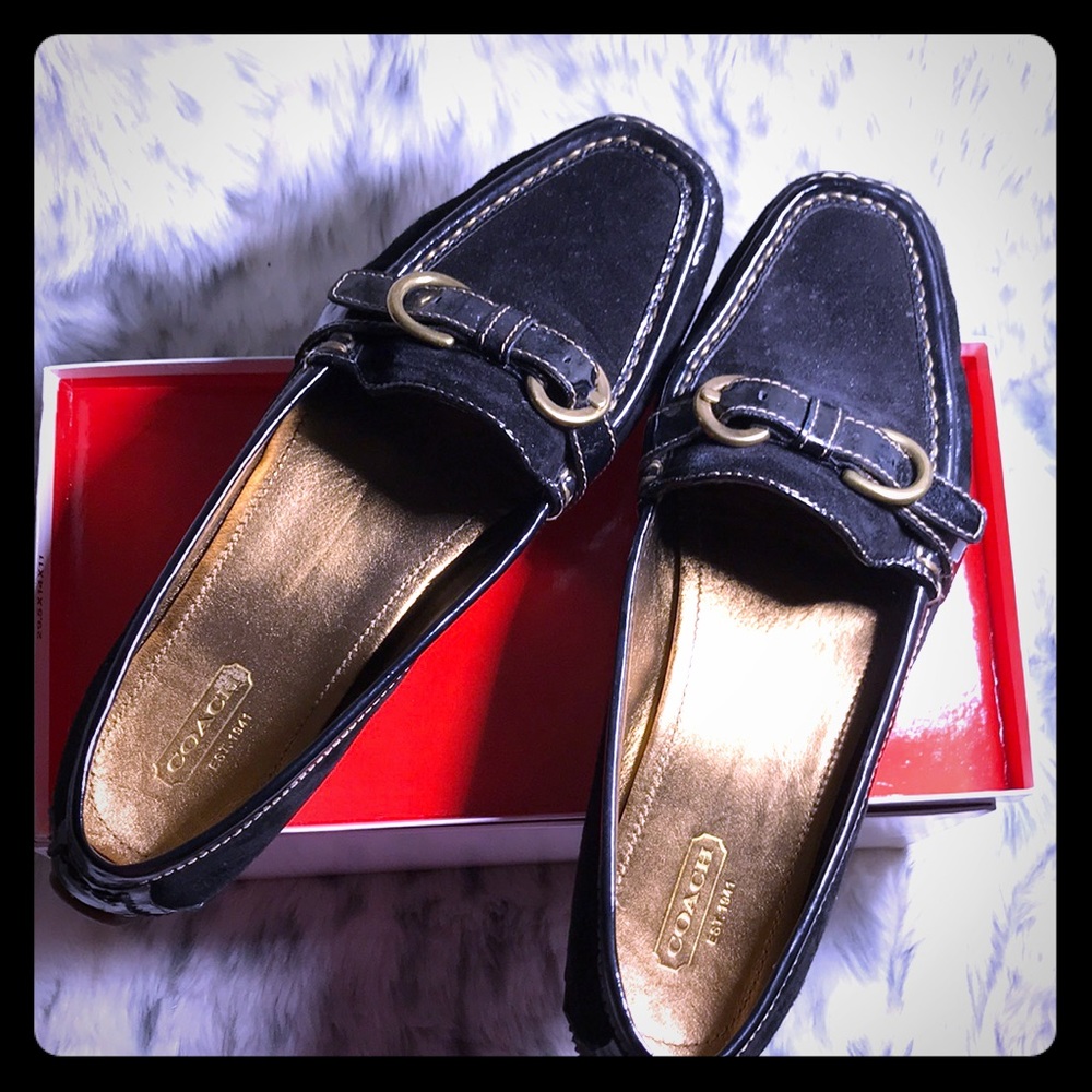 Coach black suede loafers, size 10